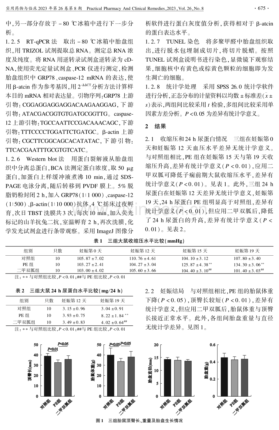 二甲双胍通过抑制内质网应激诱导的细胞凋亡对子痫前期大鼠的保护作用.pdf_第3页