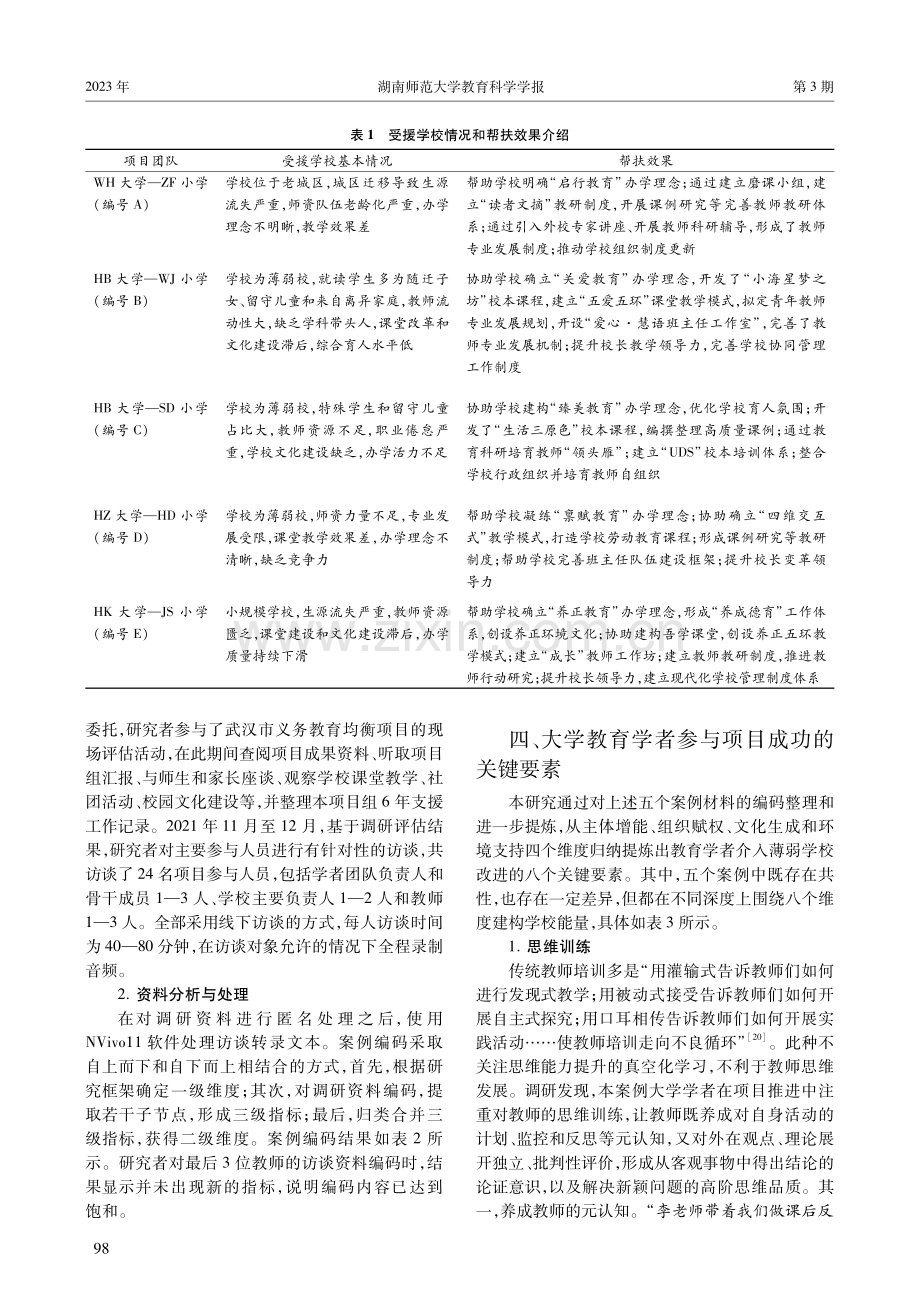 大学教育学者参与义务教育优质均衡项目何以成功--组织赋能视角下的多案例研究.pdf_第3页