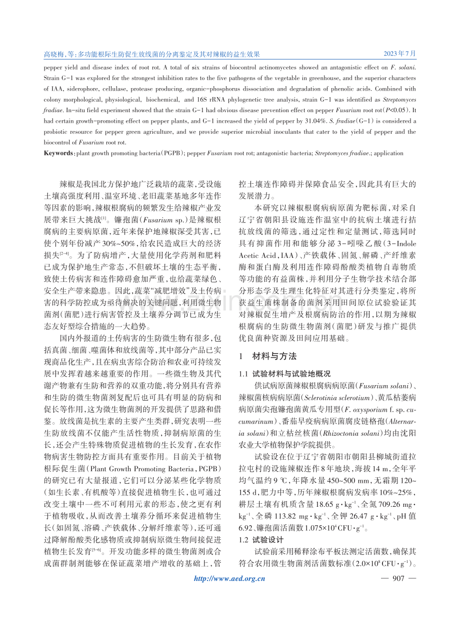 多功能根际生防促生放线菌的分离鉴定及其对辣椒的益生效果.pdf_第2页