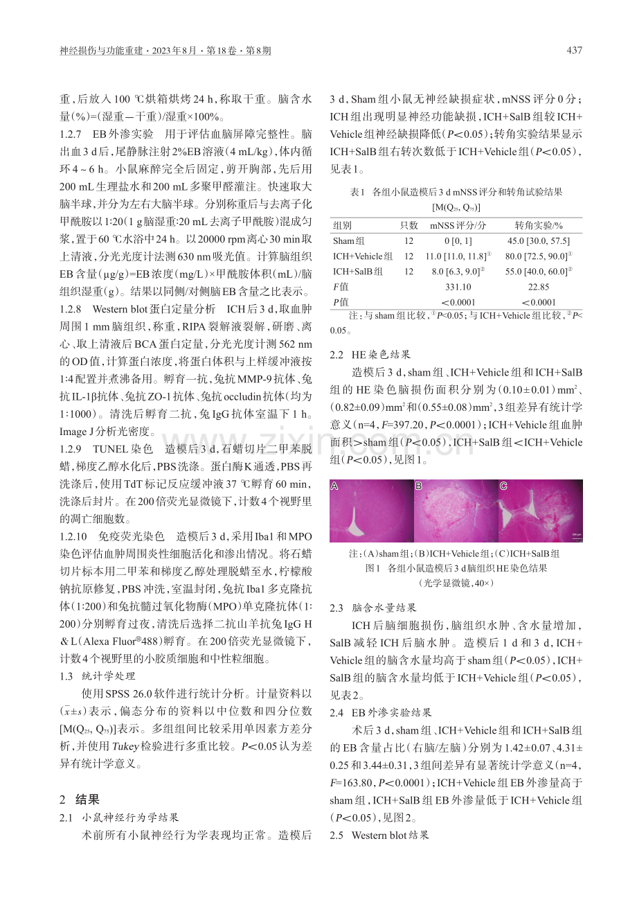 丹酚酸B对小鼠脑出血的神经保护作用研究.pdf_第3页