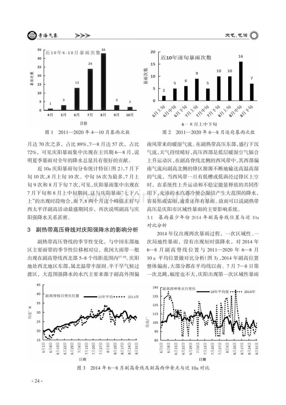 副热带高压对庆阳强降水的影响分析.pdf_第3页