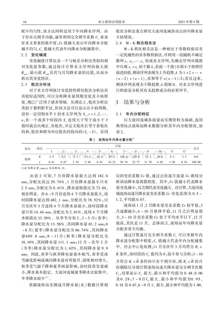 大凌河流域降水量时序变化特征研究.pdf_第2页