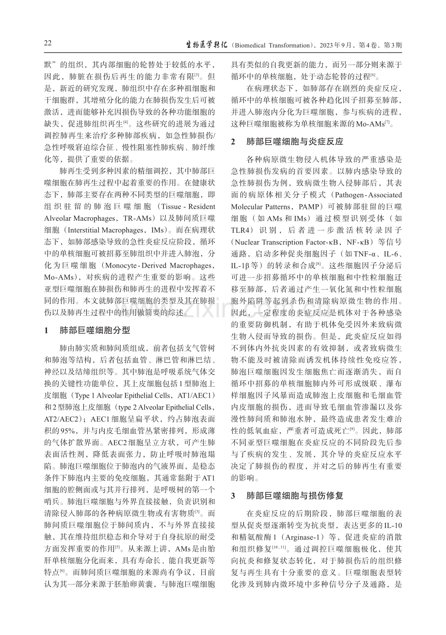 肺巨噬细胞在肺损伤修复和再生中的作用.pdf_第2页