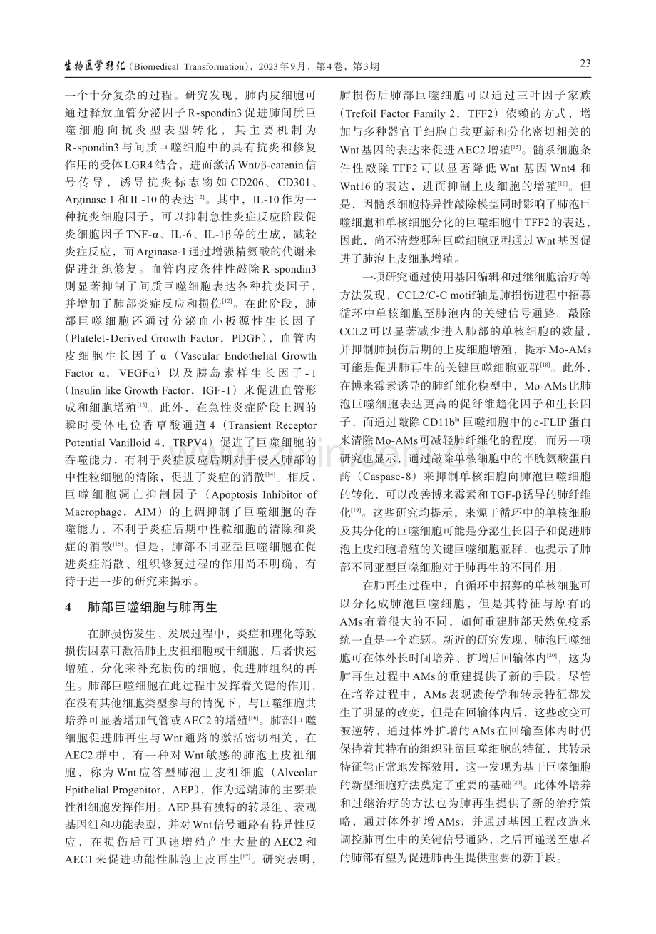 肺巨噬细胞在肺损伤修复和再生中的作用.pdf_第3页