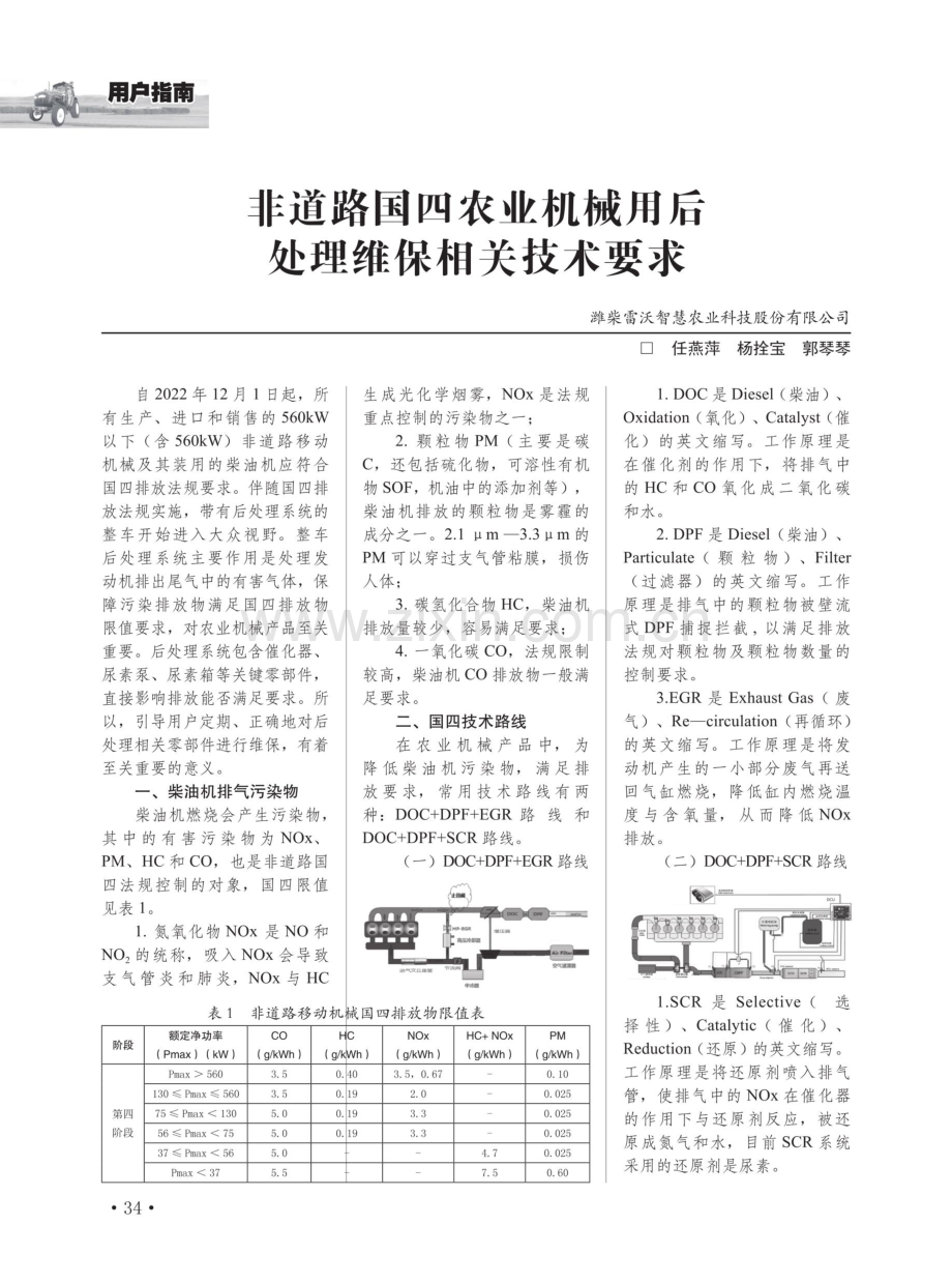 非道路国四农业机械用后处理维保相关技术要求.pdf_第1页