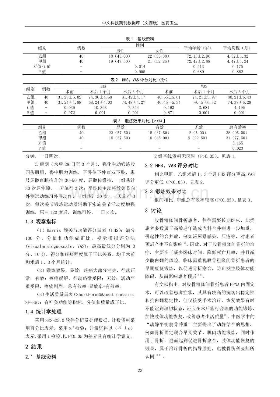 “动静平衡、筋骨并重”理念对老年股骨粗隆间骨折PFNA内固定术后功能康复的影响分析.pdf_第2页