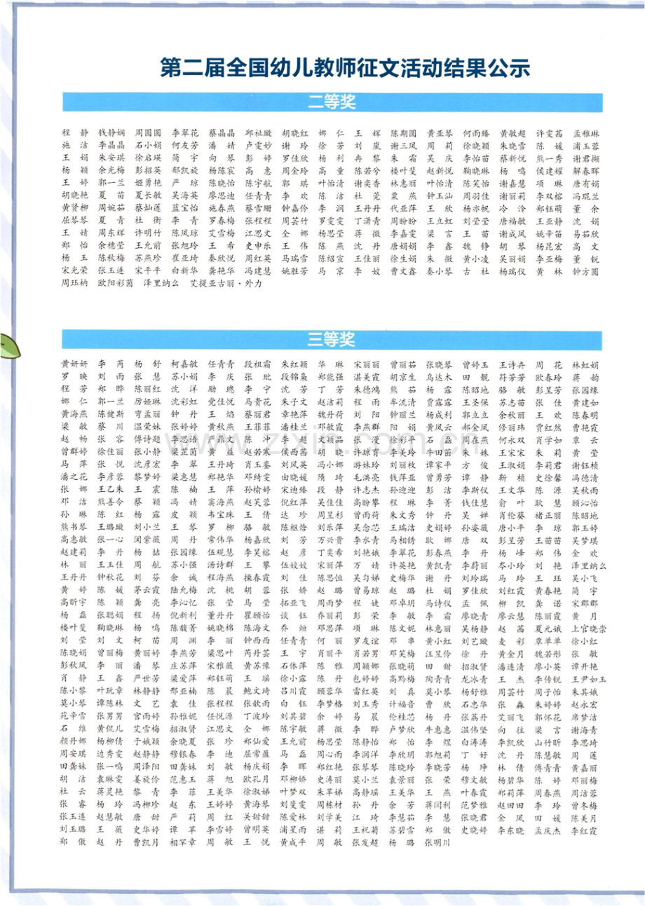 第二届全国幼儿教师征文活动结果公示.pdf_第2页