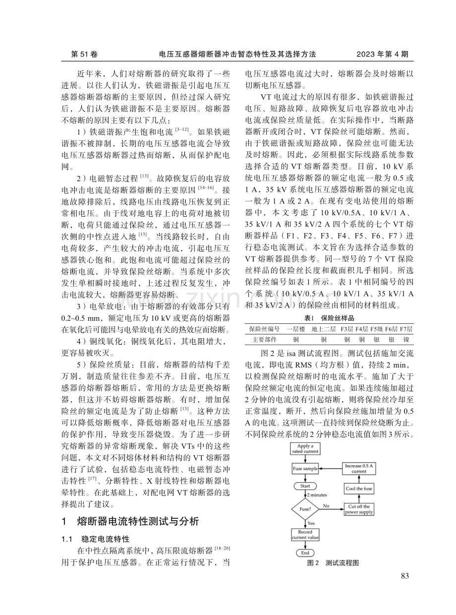 电压互感器熔断器冲击暂态特性及其选择方法.pdf_第2页