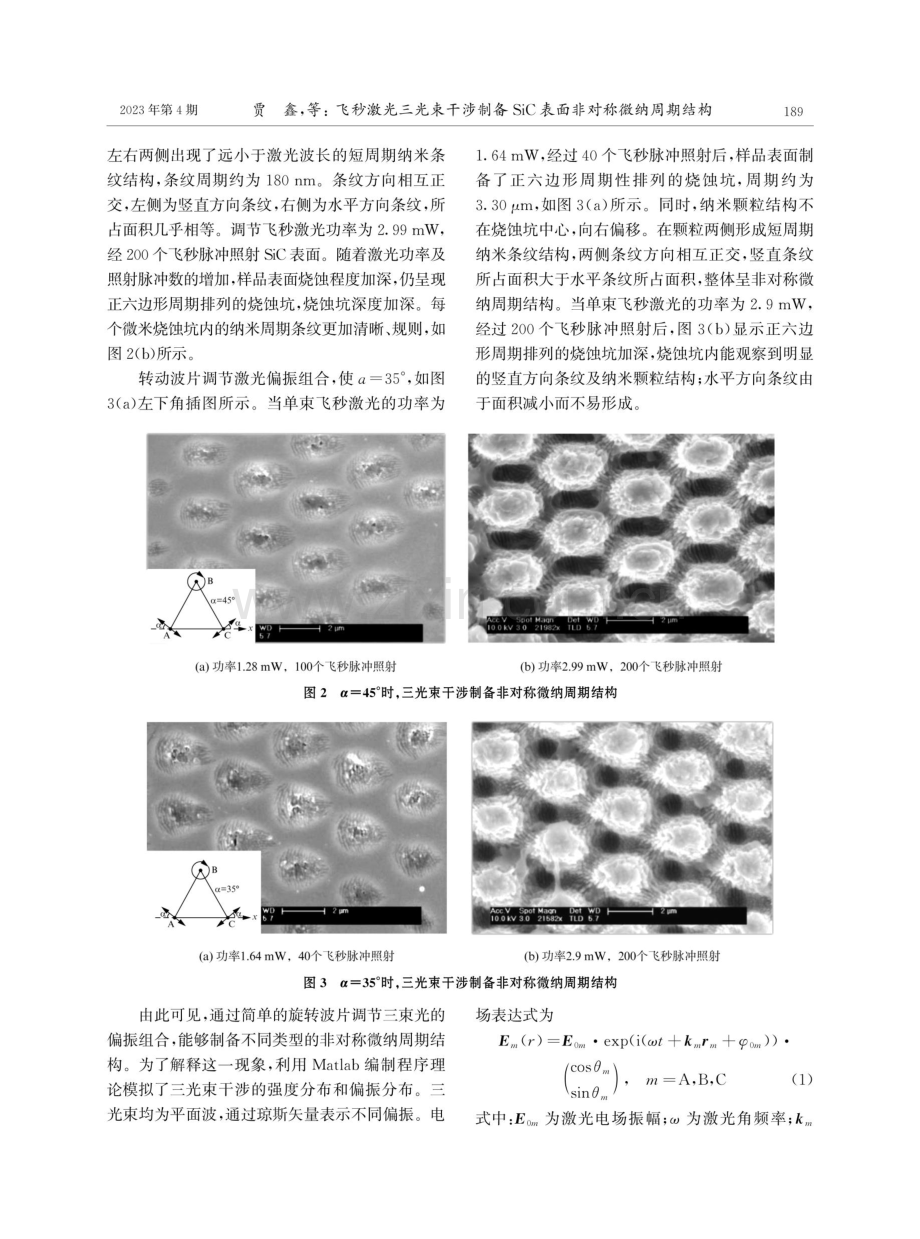 飞秒激光三光束干涉制备SiC表面非对称微纳周期结构.pdf_第3页