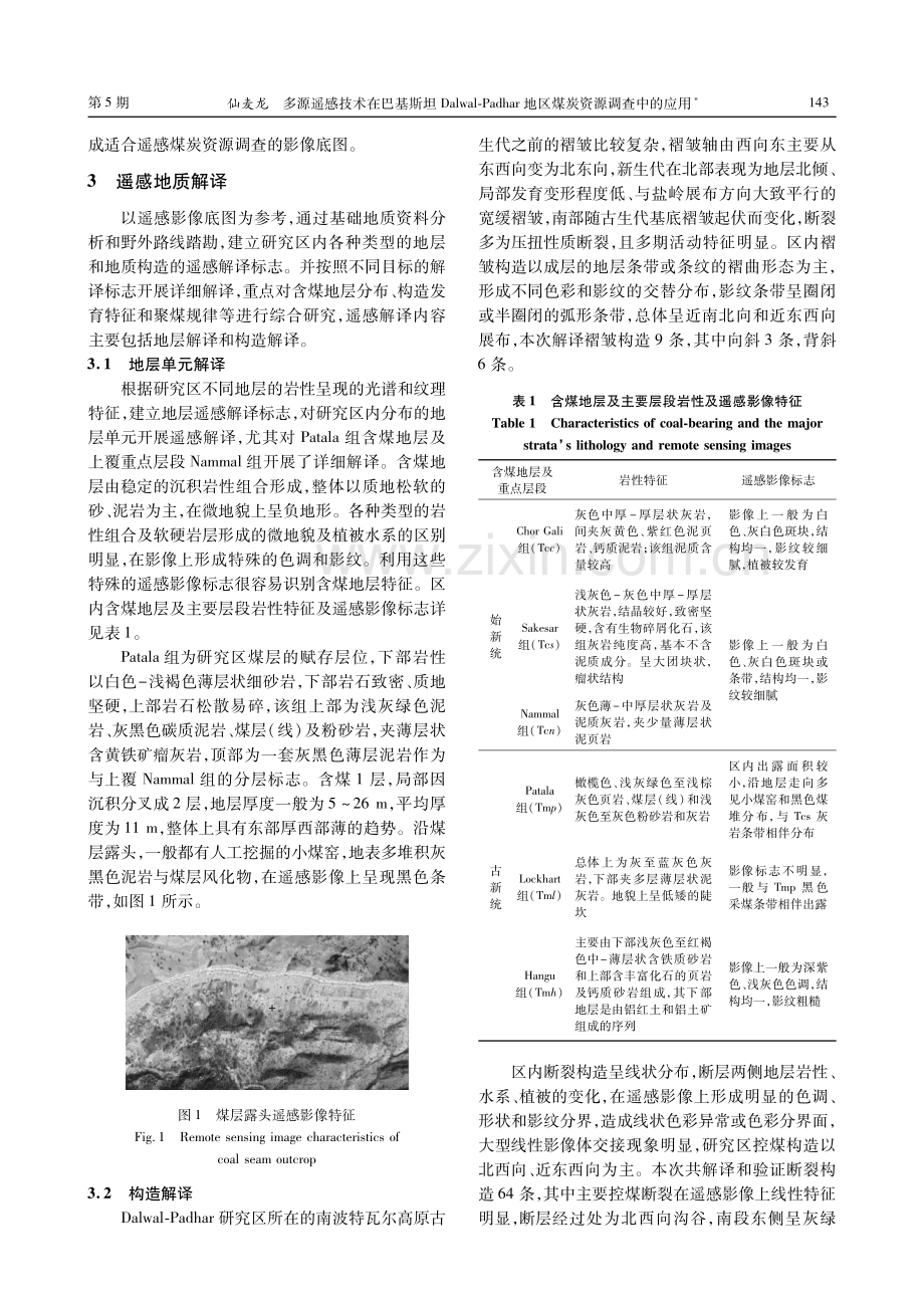 多源遥感技术在巴基斯坦Dalwal-Padhar地区煤炭资源调查中的应用.pdf_第3页