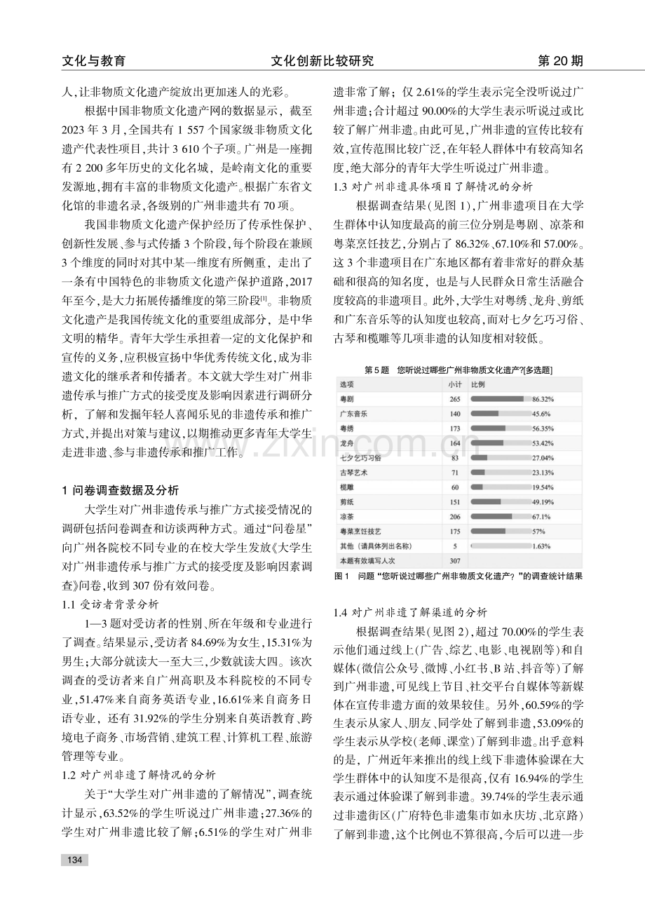 大学生对广州非遗传承与推广方式的接受度调查及提升策略研究.pdf_第2页