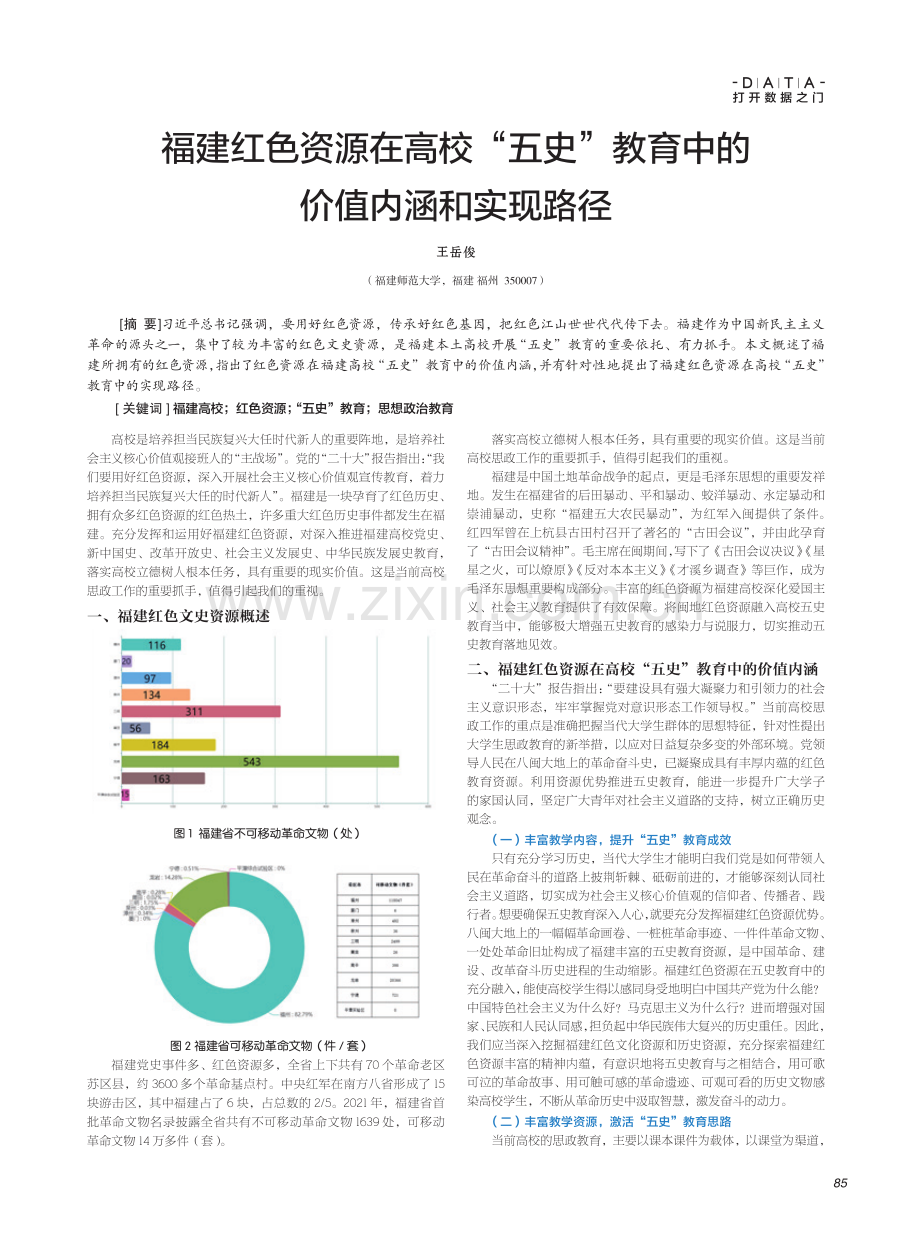 福建红色资源在高校“五史”教育中的价值内涵和实现路径.pdf_第1页