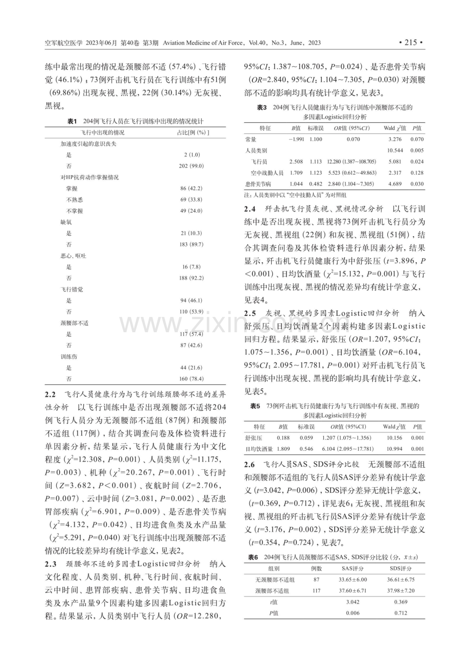 飞行人员飞行训练和健康行为现状及相关性研究.pdf_第3页