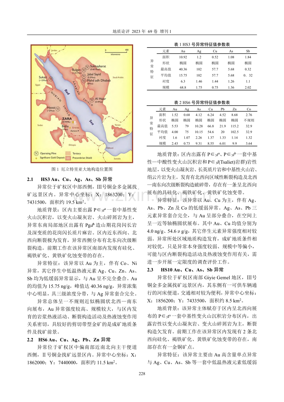 厄立特里亚Wina—Daga地区水系沉积物地球化学特征与找矿预测.pdf_第2页