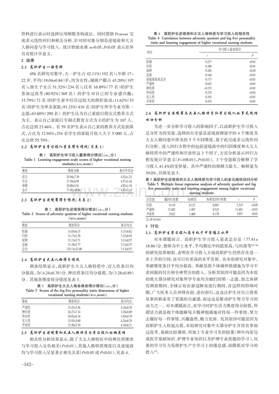 高职护生逆境商与人格特质和学习投入相关性研究.pdf_第3页