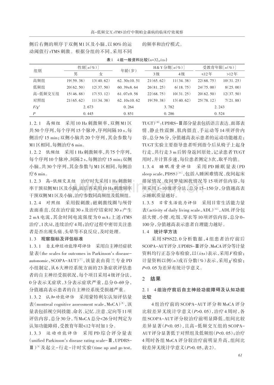 高-低频交互rTMS治疗中期帕金森病的临床疗效观察.pdf_第3页