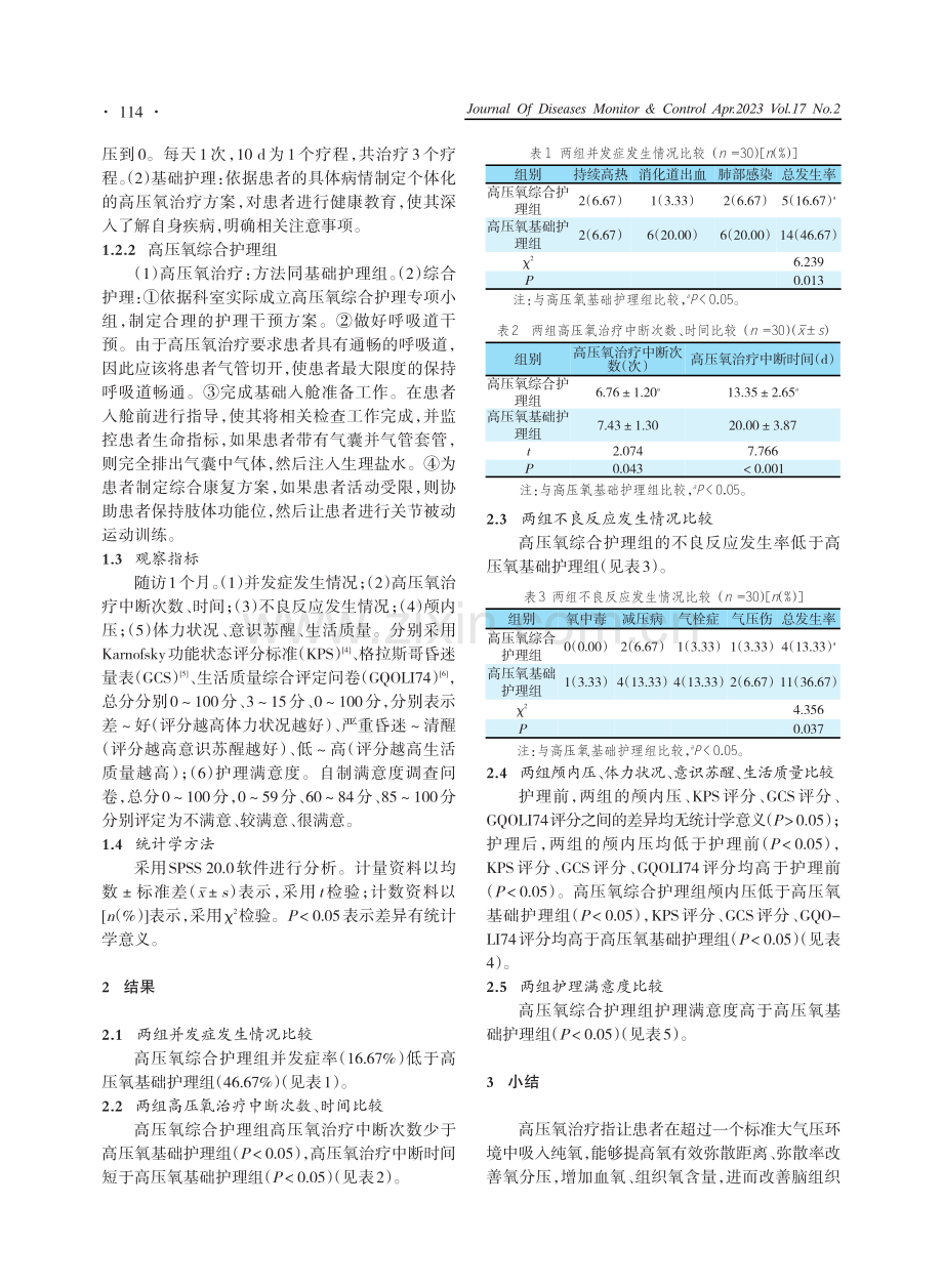 高压氧综合护理对重型颅脑损伤患者意识苏醒及生活质量的影响.pdf_第2页