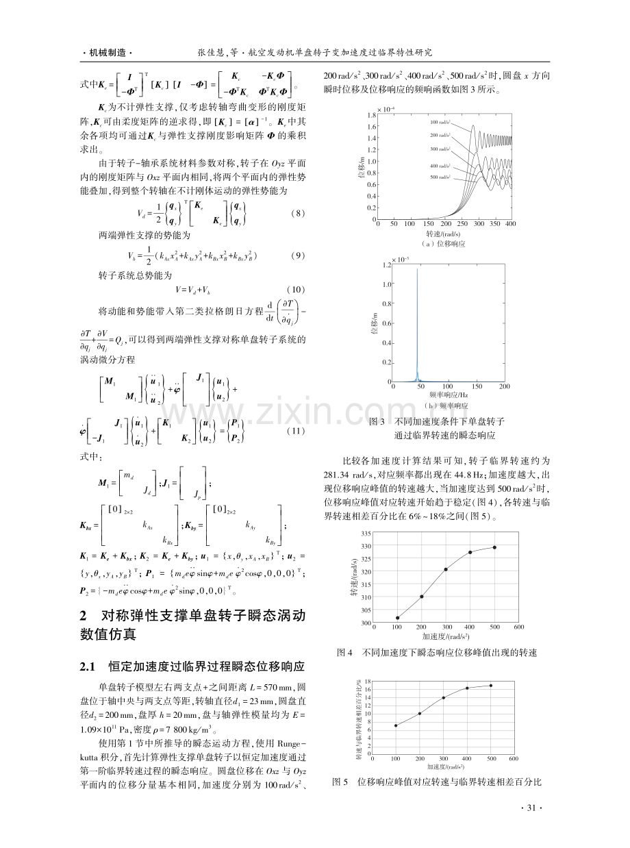 航空发动机单盘转子变加速度过临界特性研究.pdf_第3页