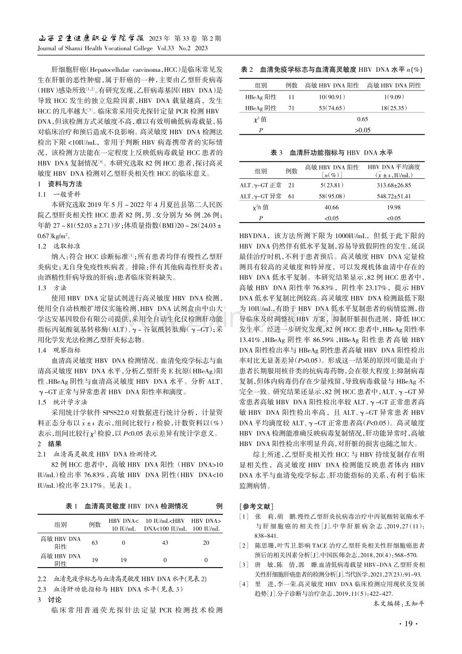 高灵敏度HBV DNA检测对乙型肝炎相关性肝细胞肝癌的意义.pdf_第2页