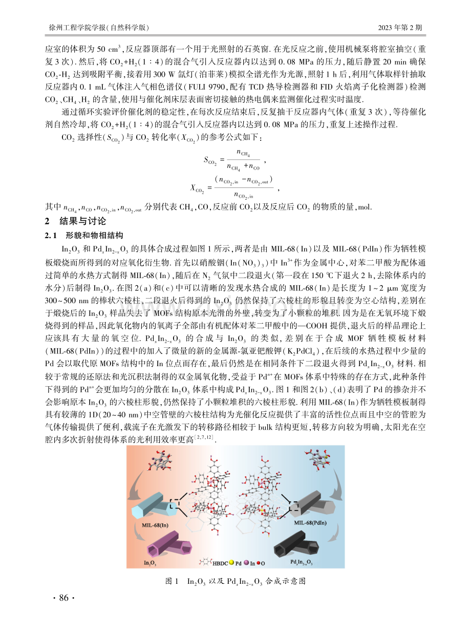 构建用于光热催化CO_(2)还原的MIL-68(In)衍生的Pd_(x)In_(2-x)O_(3)双金属氧化物催化剂.pdf_第3页