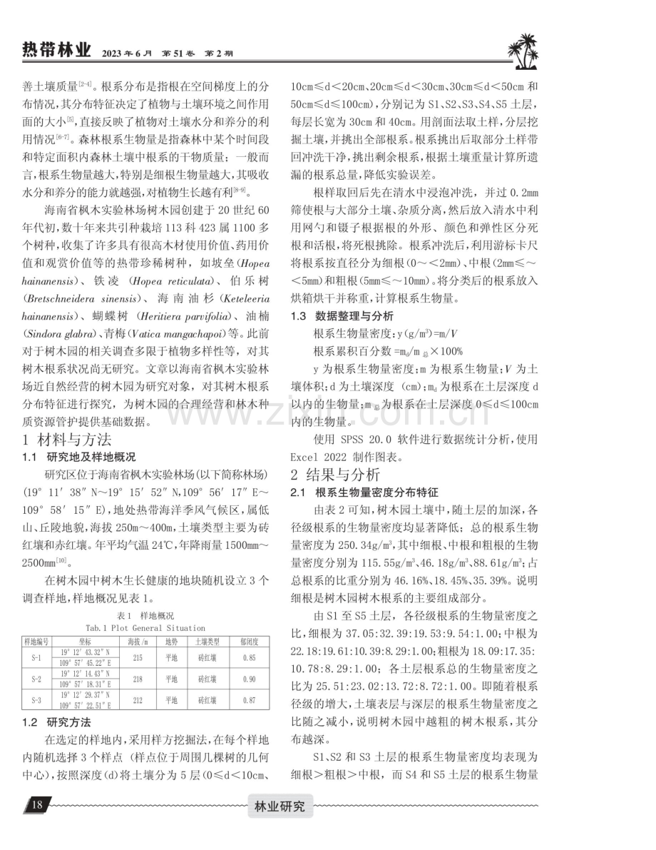 海南省枫木实验林场树木园树木根系分布特征.pdf_第2页