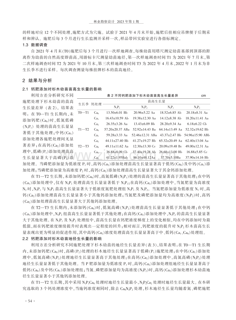 钙肥添加对杉木人工林幼苗生长的影响分析.pdf_第2页