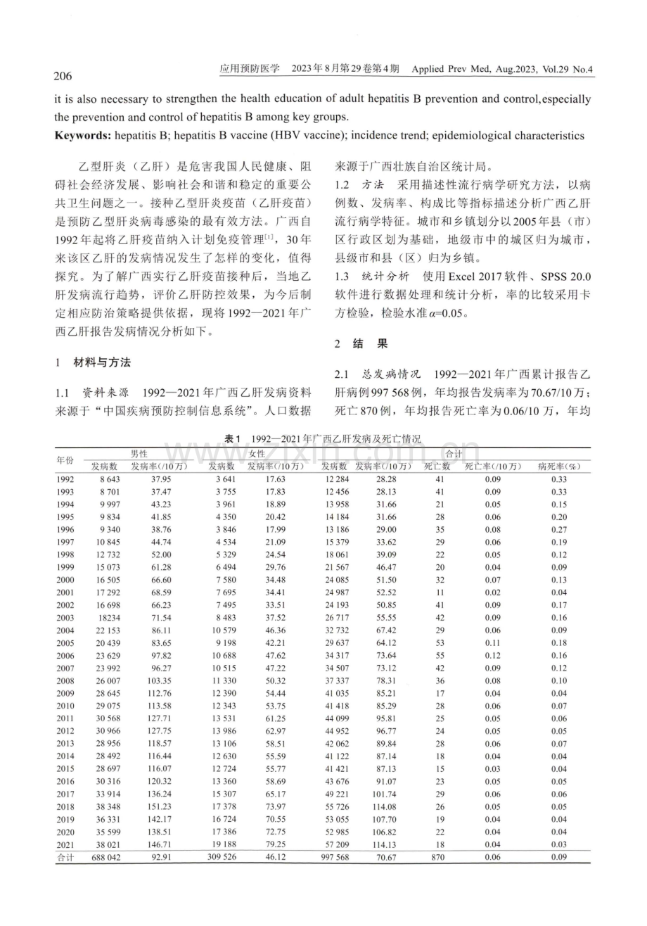 广西乙肝疫苗免疫30年乙型肝炎流行病学分析.pdf_第2页