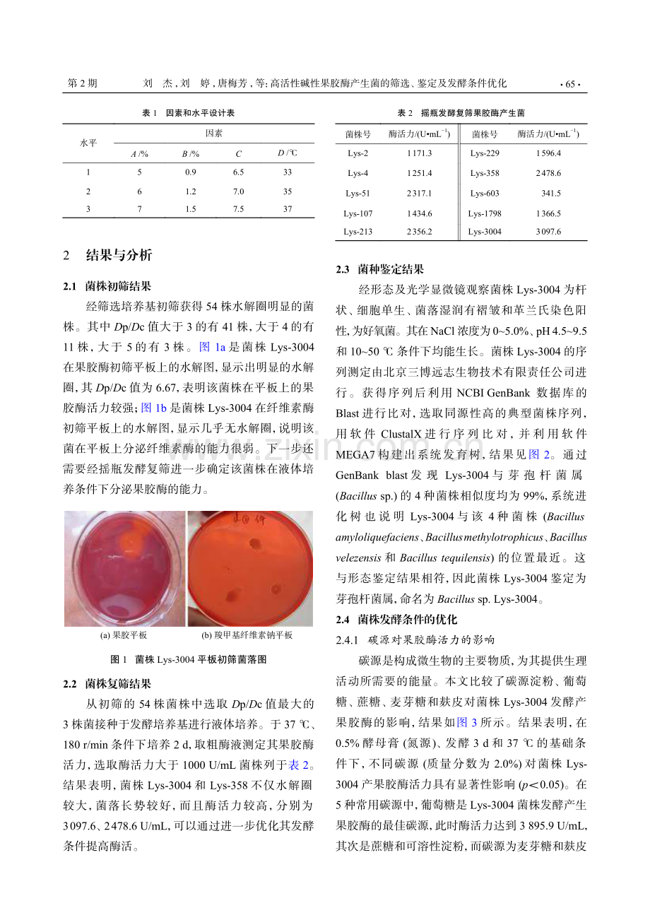 高活性碱性果胶酶产生菌的筛选、鉴定及发酵条件优化.pdf_第3页