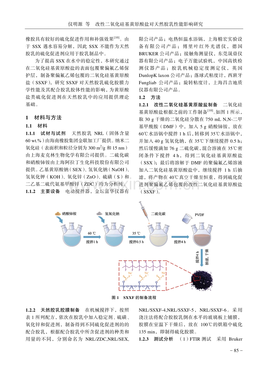 改性二氧化硅基黄原酸盐对天然胶乳性能影响研究.pdf_第2页