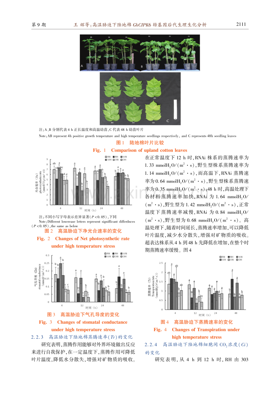 高温胁迫下陆地棉GhCIPK6转基因后代生理生化分析.pdf_第3页