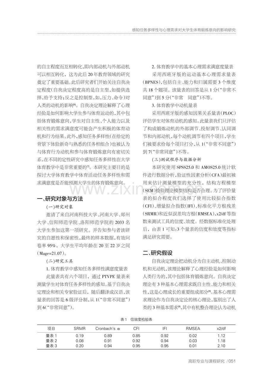 感知任务多样性与心理需求对大学生体育锻炼意向的影响研究.pdf_第2页