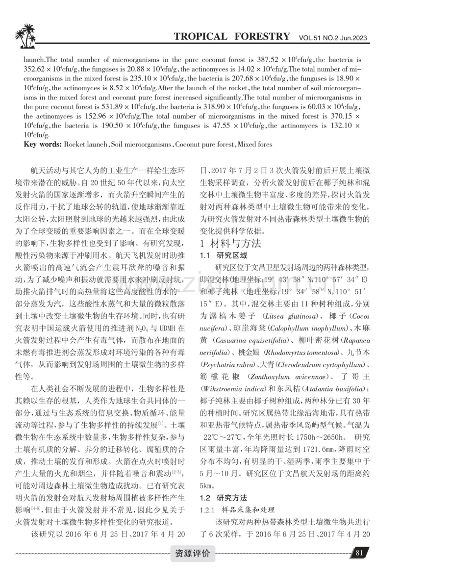 火箭发射前后文昌两种热带森林类型土壤微生物多样性变化.pdf_第2页