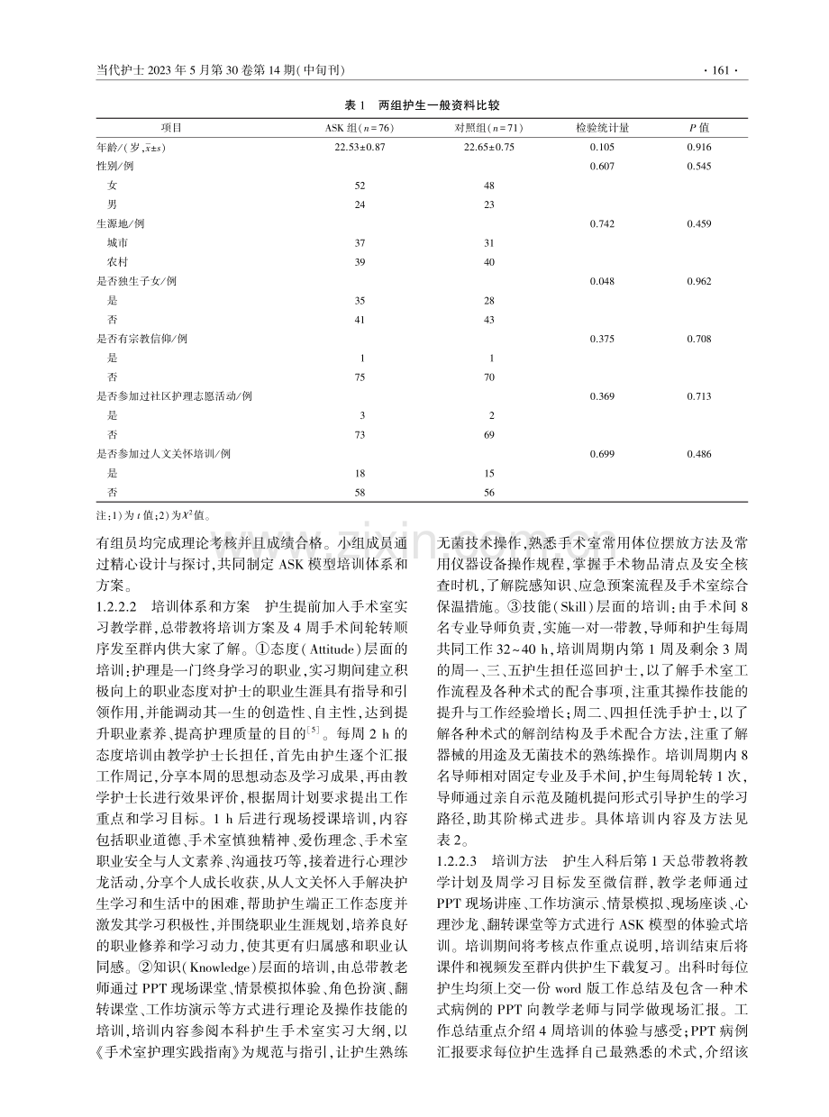 基于ASK模型的关怀体验式培训体系在手术室本科护生教学中的应用.pdf_第2页