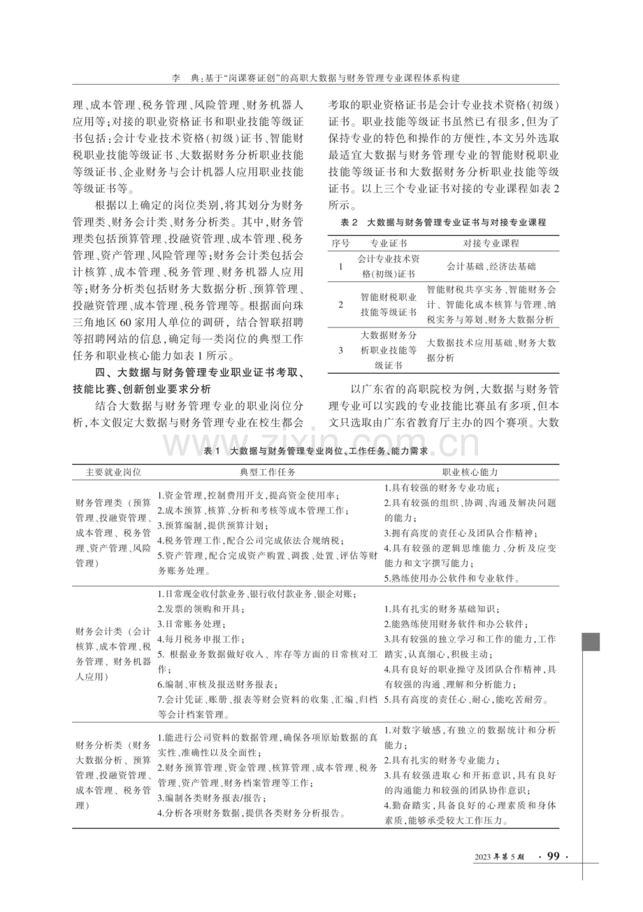 基于“岗课赛证创”的高职大数据与财务管理专业课程体系构建.pdf_第3页