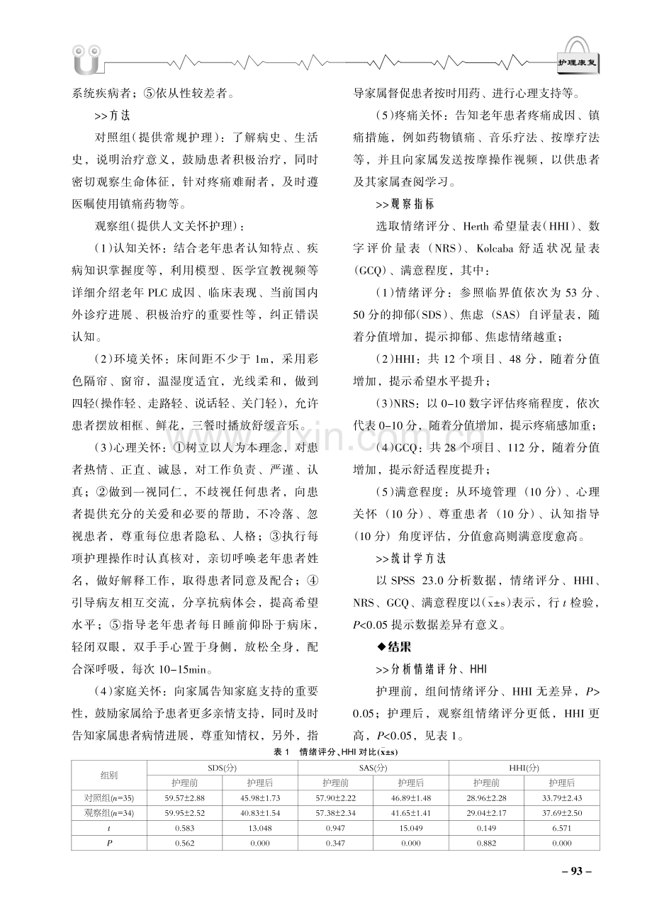 护理人文关怀在老年原发性肝癌患者护理中的临床应用价值分析.pdf_第2页