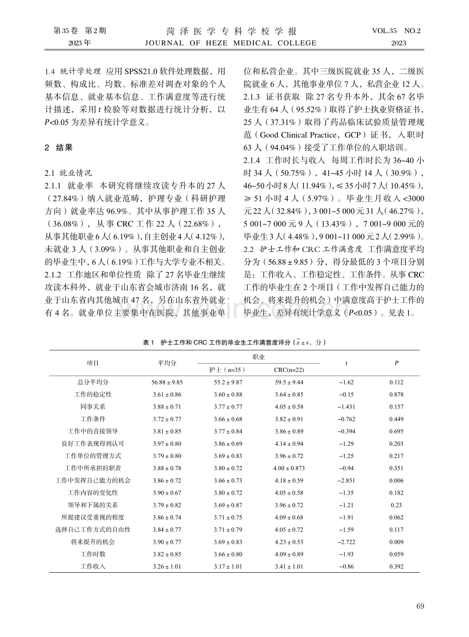 护理专业（科研护理方向）就业现状调查分析.pdf_第2页