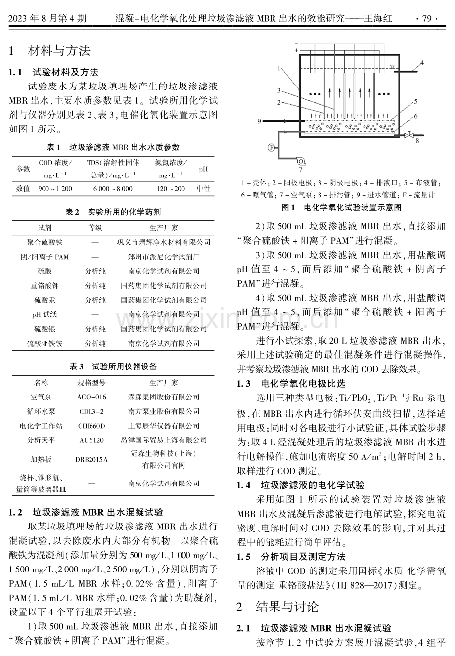 混凝-电化学氧化处理垃圾渗滤液MBR出水的效能研究.pdf_第2页