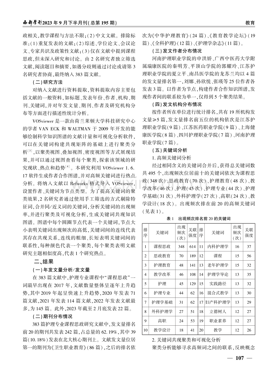 基于CNKI数据库的护理专业课程思政研究的文献计量学分析.pdf_第2页