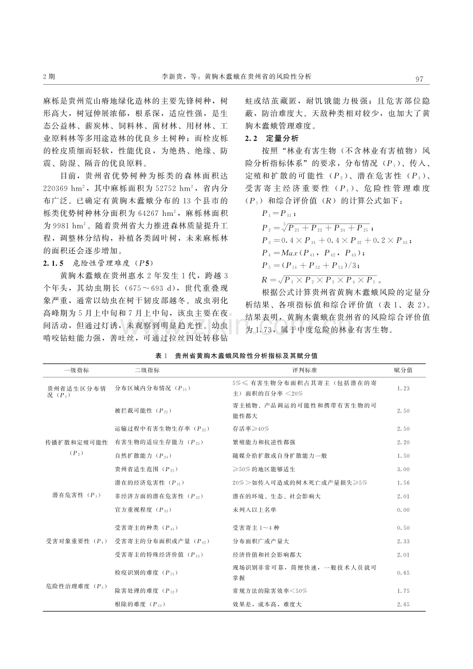 黄胸木蠹蛾在贵州省的风险性分析.pdf_第3页