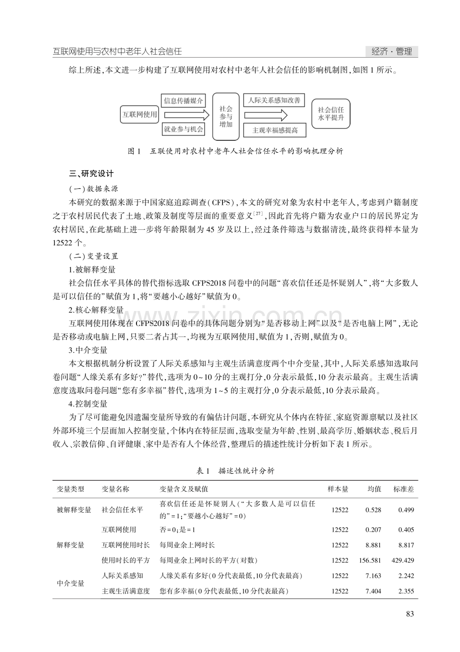 互联网使用与农村中老年人社会信任.pdf_第3页