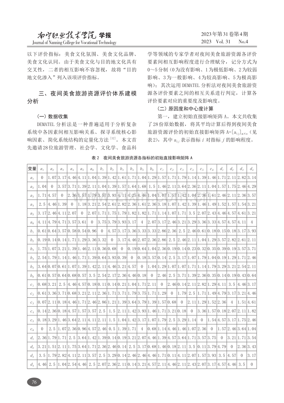 基于DEMATEL模型的夜间美食旅游资源评价指标体系研究.pdf_第3页