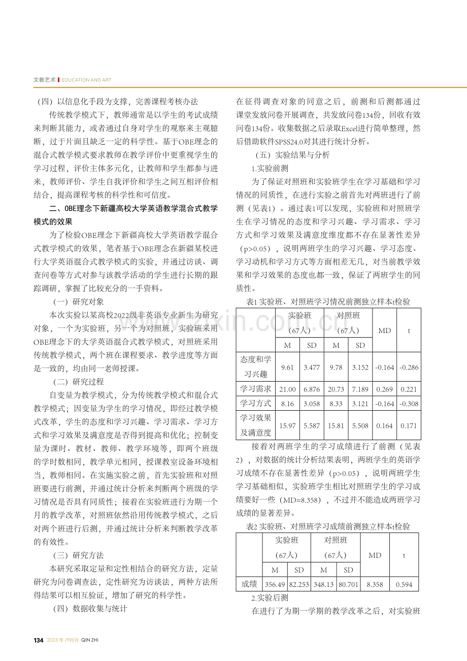 基于OBE的大学英语混合式教学模式实践研究——以新疆高校为例.pdf_第2页