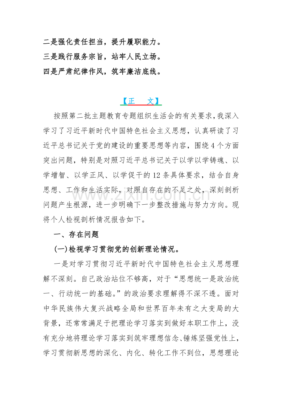 围绕四个检视2024年“检视学习贯彻党的创新理论、检视党性修养提高、检视联系服务群众”等四个方面突出问题检视整改材料【2篇文】.docx_第2页