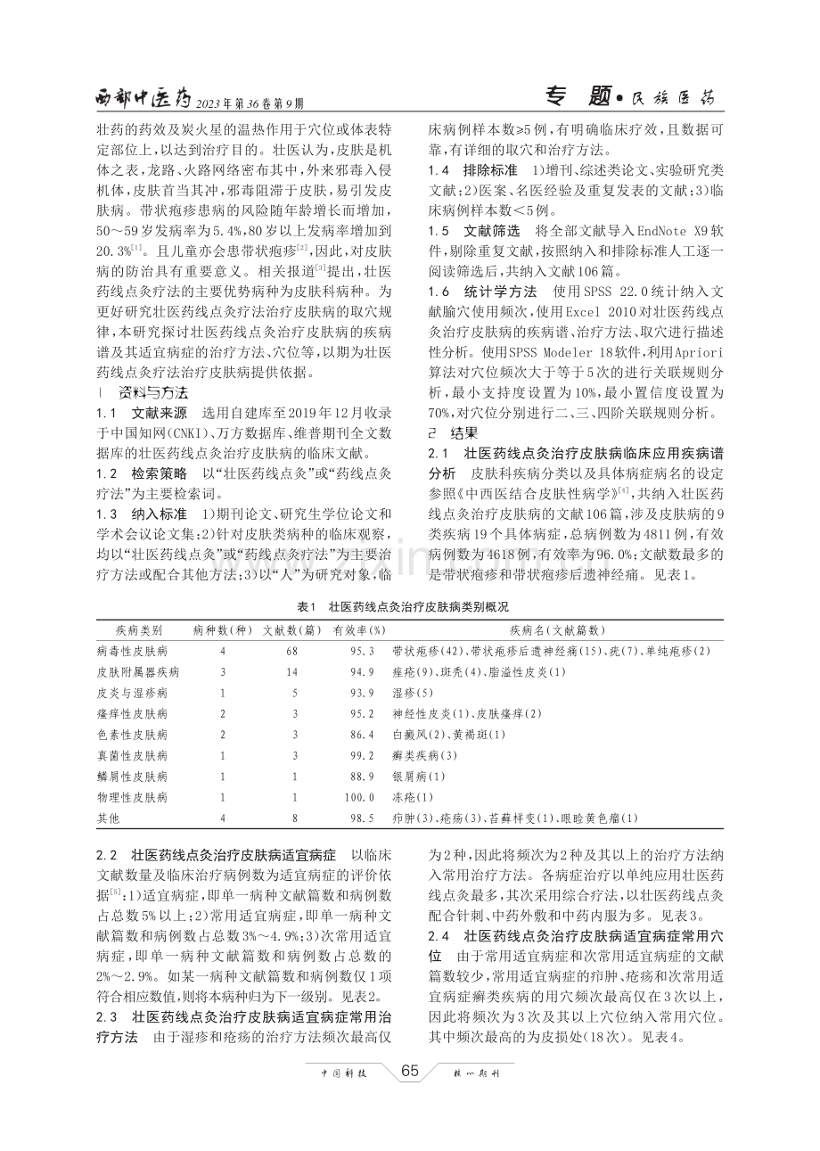 基于数据挖掘的壮医药线点灸疗法治疗皮肤病临床取穴规律分析.pdf_第2页