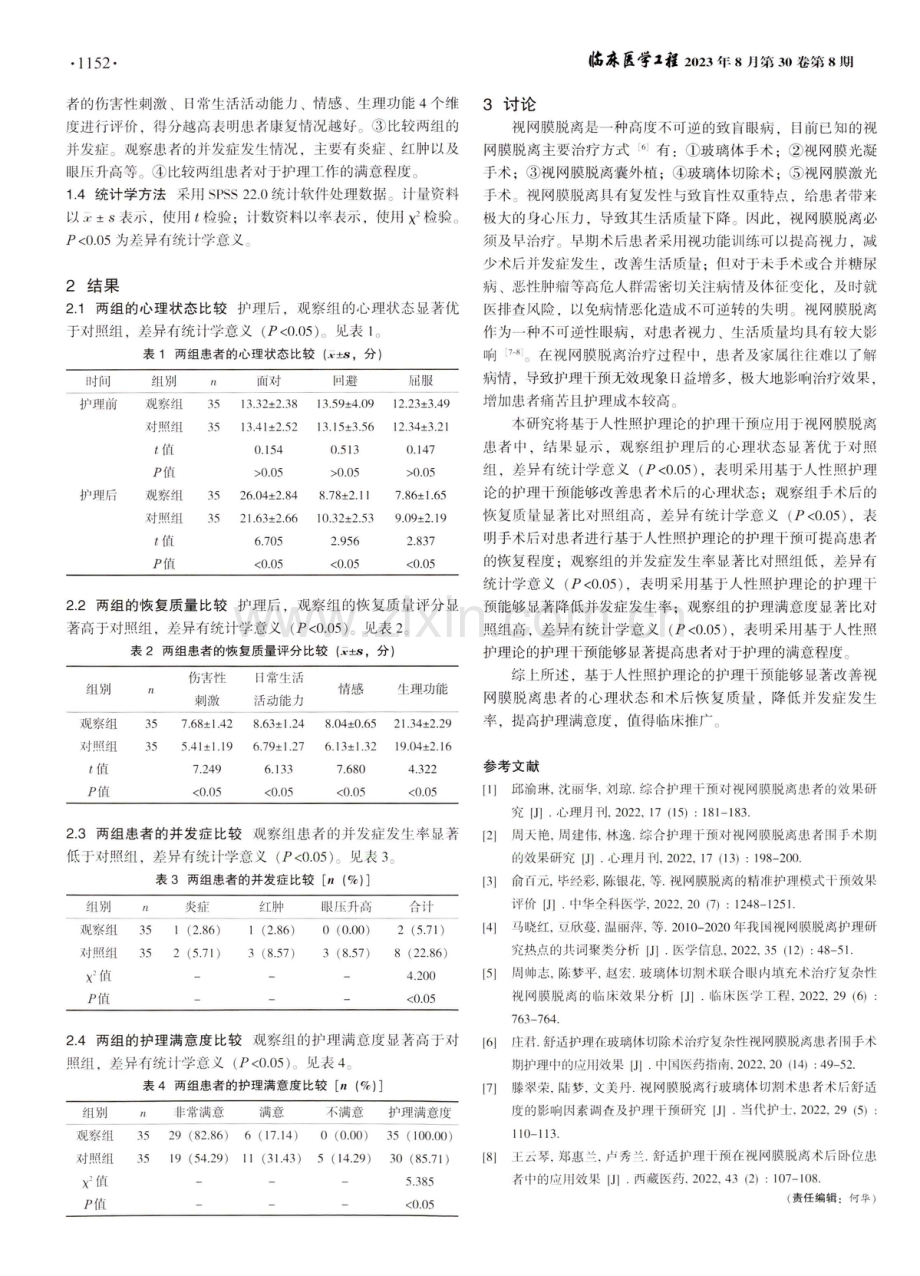 基于人性照护理论的护理干预在视网膜脱离患者中的应用效果.pdf_第2页