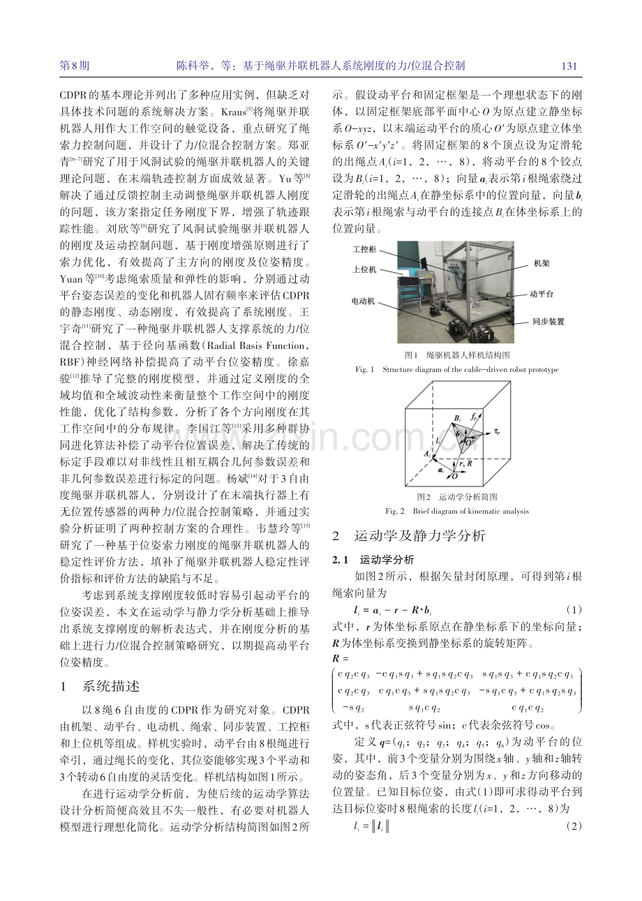 基于绳驱并联机器人系统刚度的力_位混合控制.pdf_第2页