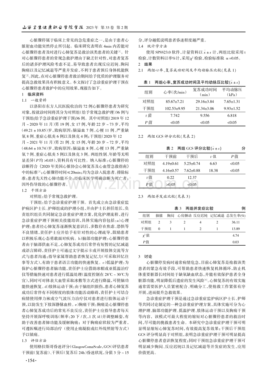 急诊重症护理干预在心脏骤停患者救护中的应用.pdf_第2页