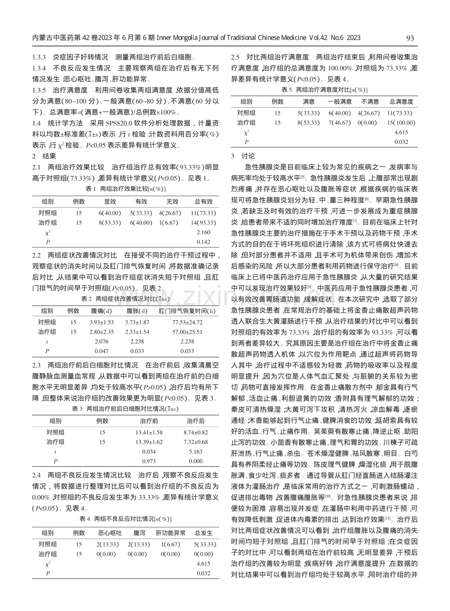 金香止痛散超声药物透入联合生大黄灌肠治疗急性胰腺炎的疗效评估.pdf_第2页