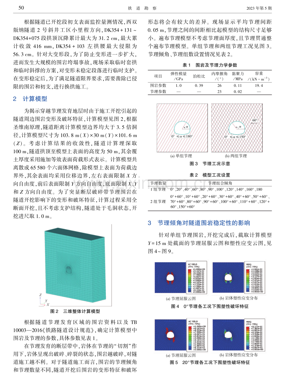 节理倾角及组数对铁路隧道围岩稳定性的影响.pdf_第3页