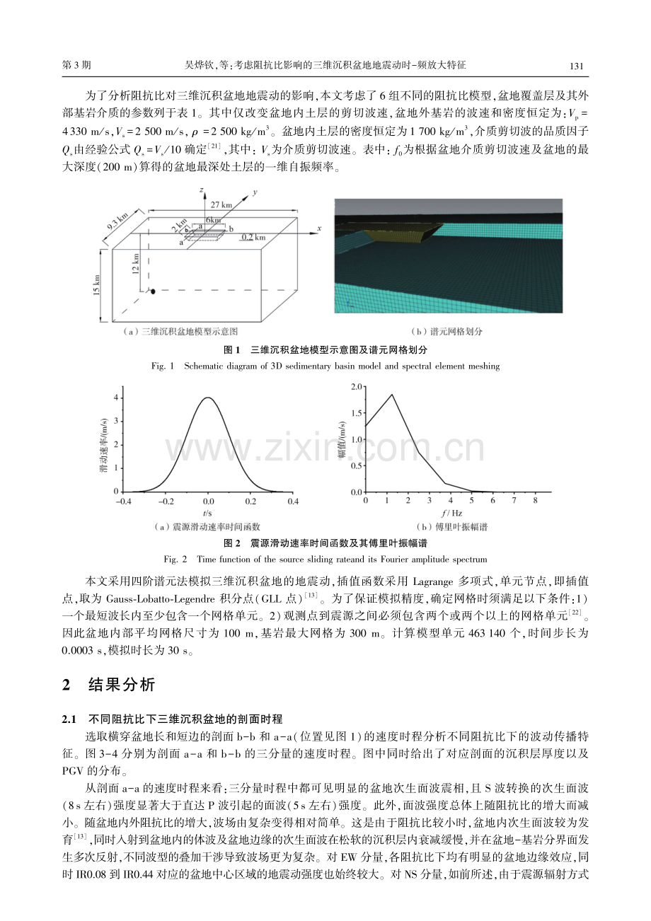 考虑阻抗比影响的三维沉积盆地地震动时-频放大特征.pdf_第3页